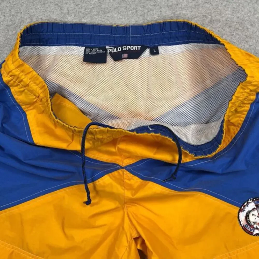 Vintage Polo Sport Ralph Lauren Swim Trunks Mens L Nylon Dive Service 90s Shorts